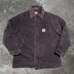 Vintage CARHARTT Jacket 46 Black C03 Union Made Quilted Liner Work Chore Coat